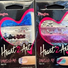 Fingrs Heart 2 Art Embellish Me Nail Art Rhinestones Glitter Blue Pink Silver