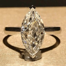 Alianza de diamantes naturales talla marquesa de 2,00 quilates de oro blanco real de 14 quilates talla 6 7 8