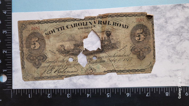 vintage original South Carolina Railroad history $5 paid large ticket signed