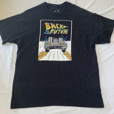 Riot Society Men’s Black Back To The Future T-Shirt XL Retro Movie DeLorean