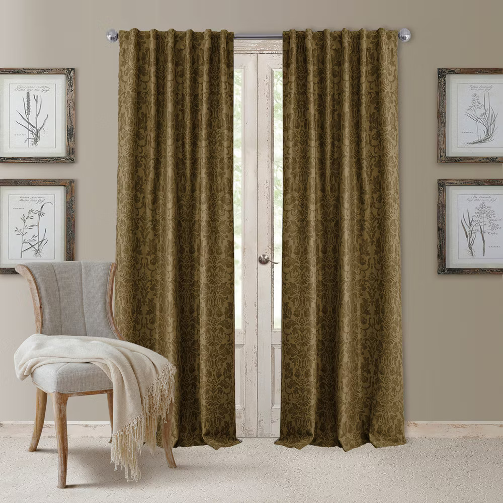 Antonia Blackout Window Curtain Panel - 52'' x 108'' - Antique Gold