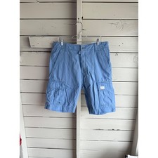 Levis Mens Cargo Shorts Light Blue Cotton Twill Multi Pocket Utility Size 36