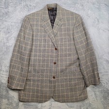 BROOKS BROTHERS Three Button Blazer Men's 42 R Brown Tan WOOL Houndstooth Check