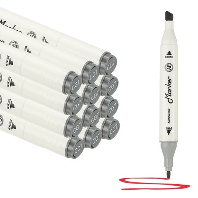 Dual Tip Alcohol Art Markers, 12 Pcs White Alcohol Markers Pen, Brown