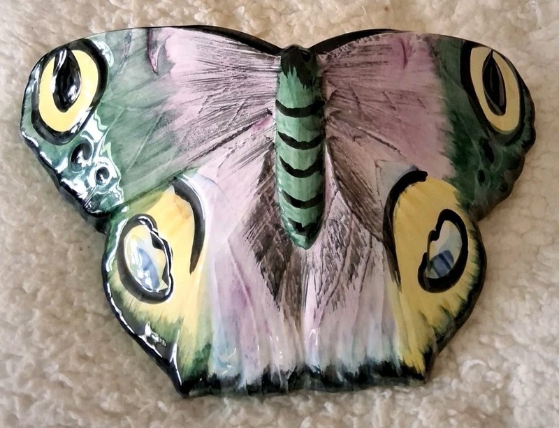 1970's Ceramic Italian Butterfly Wall Pocket ~Colorful~