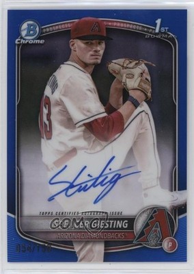 2025 Bowman Chrome Prospect Blue Refractor 54/150 Spencer Giesting Auto 0v2a