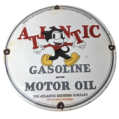 #ad #ad Vintage Atlantic Gasoline Sign Service Station Gas Pump Porcelain Sign $100.27