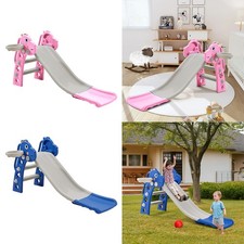 Kids Slide Baby Toddler Playground Climber Slide Set w/ Hoop Indoor Outdoor Toy