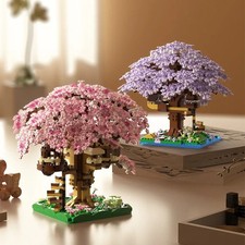 Pink Cherry Tree House Building Block Set Micro Bricks Model Toy