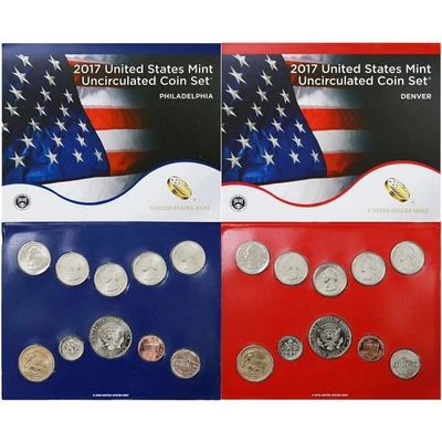 USA Münzen US uncirculated Coin Set 2017 Kursmünzen Satz Denver + Philadelphia - Bild 1 von 4