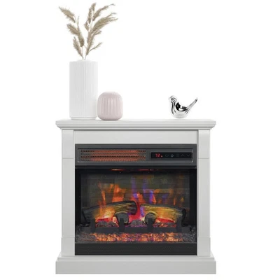 IN HAND Aracel 23.63'' W White Electric Fireplace & Mantel Package - Image 1 of 4