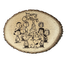 Cacahuetes Feliz Navidad Charlie Marrón Hecho a Mano Decoración de Madera Arte Quemado Pirógrafo