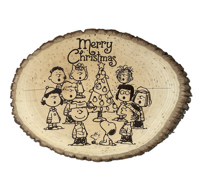 Peanuts Merry Christmas Charlie Brown Handmade Wooden Decor Burned Art Pyrograph