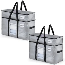 2 Tier Extra Large Moving Bags 2 Pack Silver Heavy Duty Totes For Storage wit...