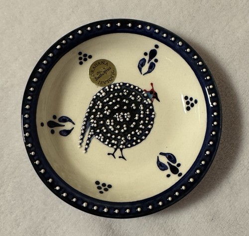 Bol à dessert céramique Dragana Jevtovic bleu pintade fait main Afrique - Photo 1/8