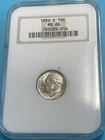 1956-D 10c Roosevelt Silver Dime NGC MS66 Old Fatty Holder