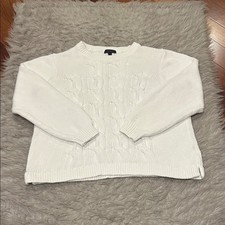 Jcrew White Cotton Cable Knit Sweater