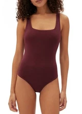 GAP GapBody Women's Logo Comfort Thong Bodysuit  Burgundy  Large 