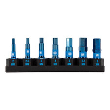 Spyder 19066 Mach-Blue 7-Piece 1/4-in x 1-in Metric Hex Impact Driver Bits