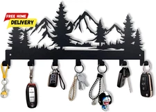 Metal Key Holder,Wall Mounted Key Hooks for Wall,Key Organizer Rack with 7 Hooks