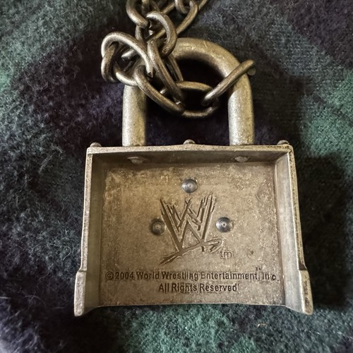 RARE 2004 John Cena WORD LIFE Chain & Padlock WWE Wrestling Necklace Silver Tone - Bild 2 von 7