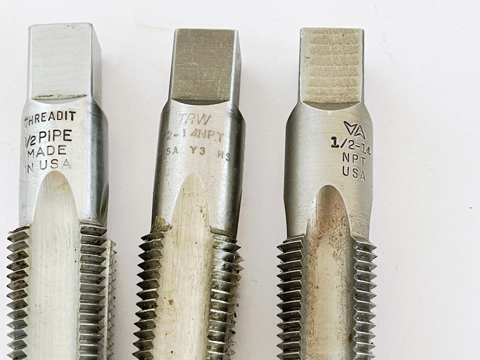 Lot of 3 Pipe Tap 1/2"-14 NPT Right Hand Threads Threadit TRW USA HSS - Image 4 of 4