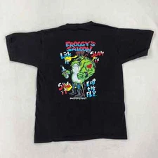 Vintage Froggys Saloon Shirt Size Medium Black Lick It Slam It Suck It Funny 90s