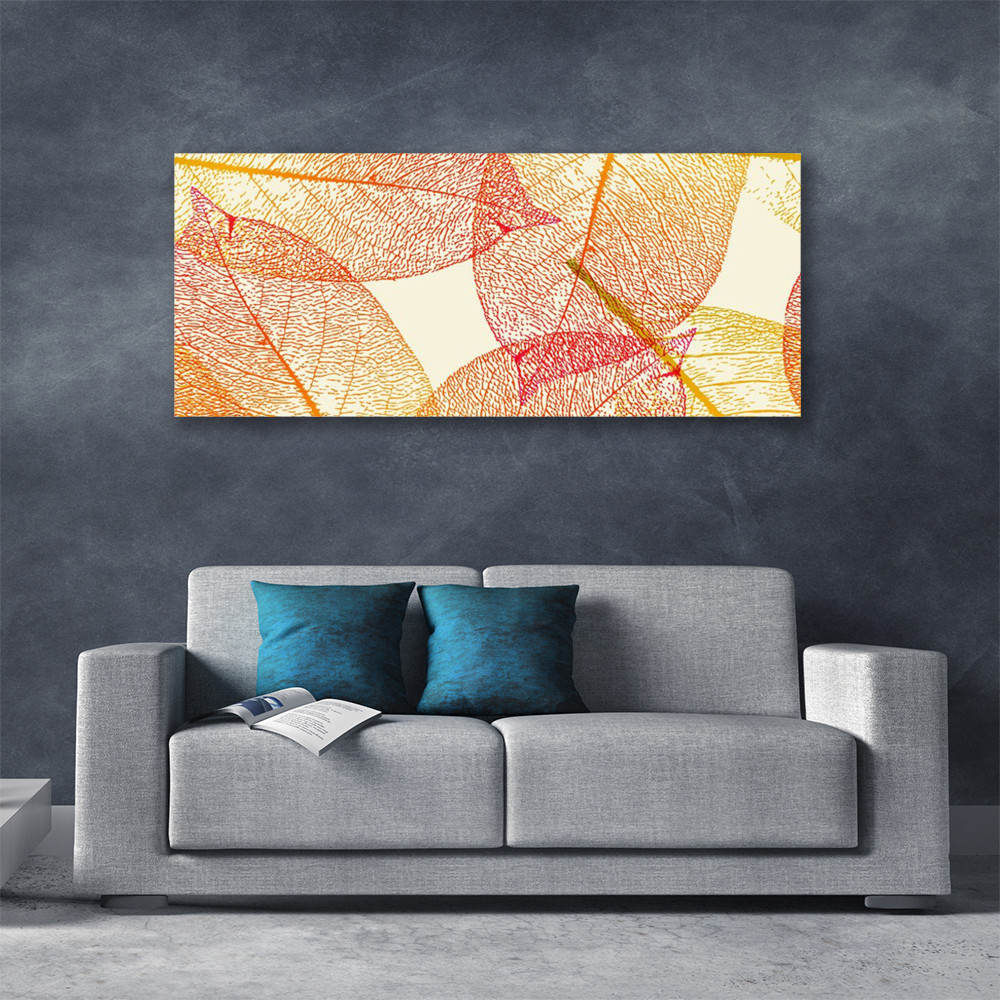 Art feuilles deco tableaux impression sur toile 125x50cm