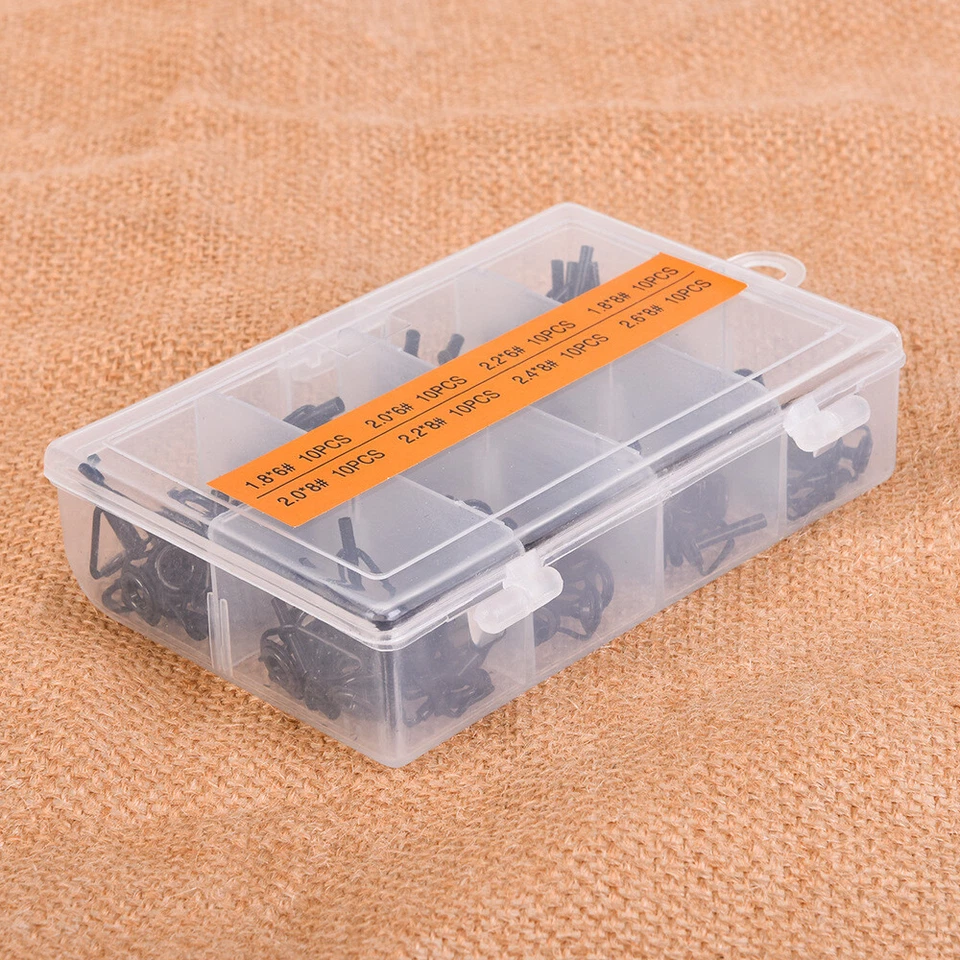 80PCS Ceramic Fishing Rod Guide Tips Top Eye Rings Line Repair Kit 8 Sizes Set - Image 2 of 4