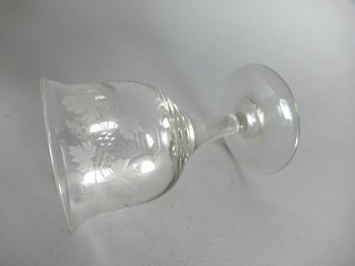 Bicchiere Vetro Ciotola Piede, Uva, Inciso a Mano, Um 1830 -1840 AL80 - Foto 9 di 11
