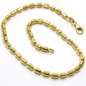 18k Yellow Gold Bracelet 19 Cm 7 5 Inches Diamond Cut 3 Mm Tube Link Ebay