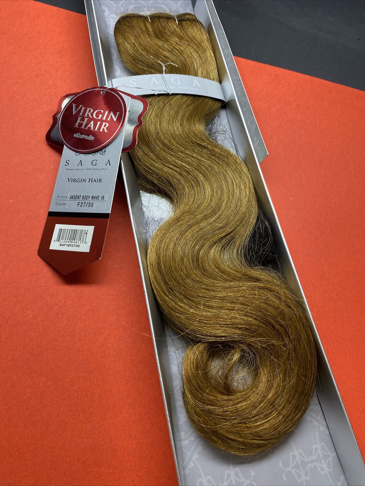 Saga Remy Human Hair Weaving Aksent Body Wave 16" F27/30 for sale