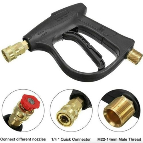 1/4" High Pressure Washer Gun 4000 PSI Car Wash Foam Spray Short Wand w/ Nozzle - Picture 9 of 25