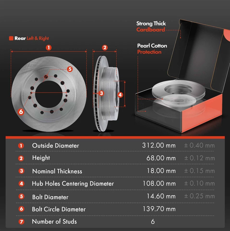 后盘式制动转子和陶瓷刹车片适用于丰田 4Runner 2010 - 2021 雷克萨斯 — 第 2/4 张图片