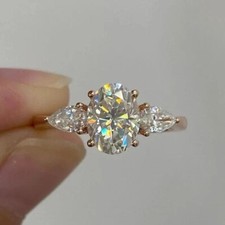 Oval and Pear Cut Diamond Miniamlsit Classic Lab Created Dainty Promise Ring