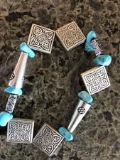 Turquiose Bracelet & Matching Earrings From Mexico Not Marked.