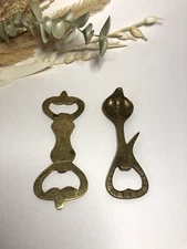 Lot of Two Brass Bottle Opener - One Cobra and One with Engraved Decorations