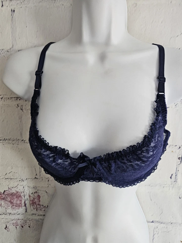 Secret Treasures Underwire Demi Lace Semi-sheer Unlined Bra 36D Blue — 第 2/4 张图片