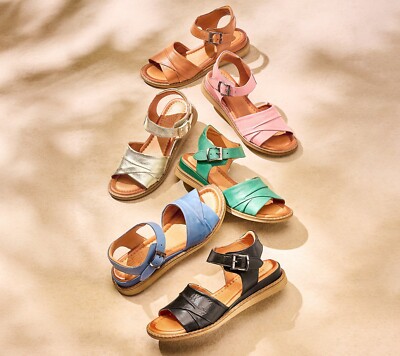 Miz Mooz Leather Adjstbl Low Wedge Sandals-Haley-Brandy-EU 38 (US