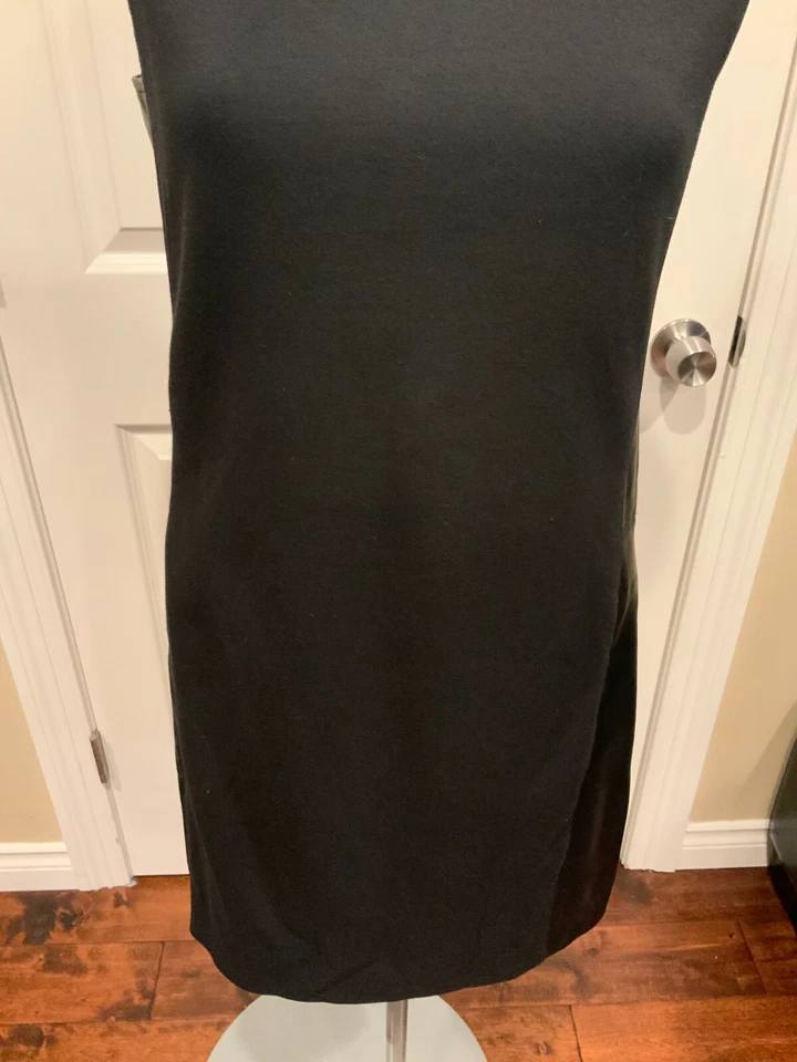 Vestido recto Ralph Lauren etiqueta negra sin mangas con paneles de cuero, talla S Foto 3 de 4