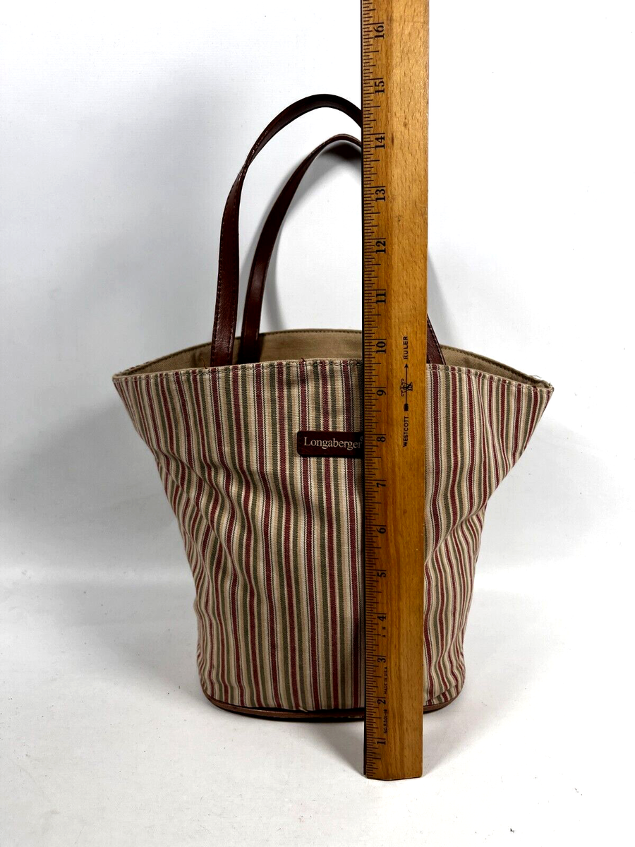 LONGABERGER Tote Bag HOMESTEAD Striped Canvas Beach Handbag Purse