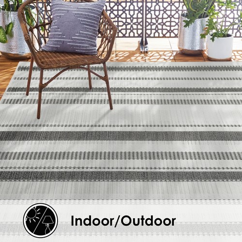 Home Dynamix Tripoli Mateo Indoor/Outdoor Area Rug Charcoal/Cream 5'3