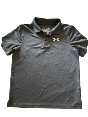 Under Armour Boys Grey Heat Gear Golf/Uniform Loose Fit Polo T