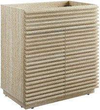 30" Faux Travertine Slatted Bathroom Cabinet - Modern Freestanding Vanity