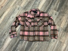 Nwt’s Lulus Pink Plaid Bling Sherpa Fleece Cropped Jacket Women’s M