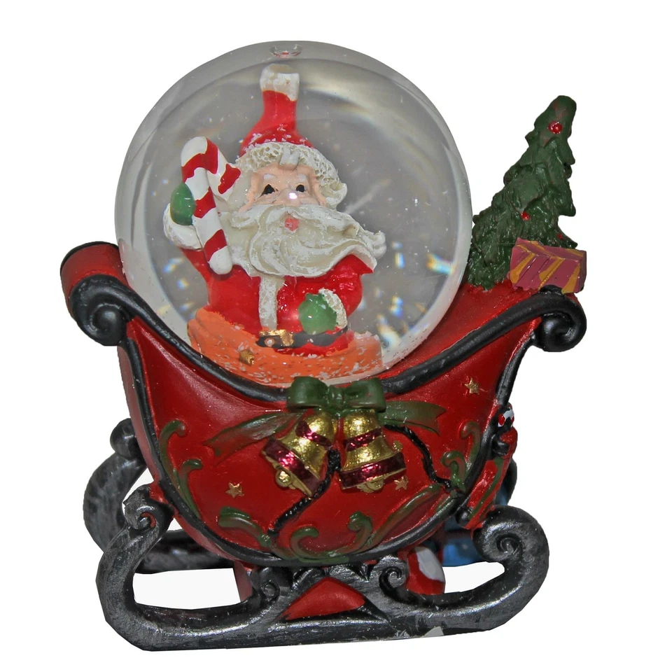Christmas Santa in Sleigh Mini Snow Globe Waterball 7.5cm