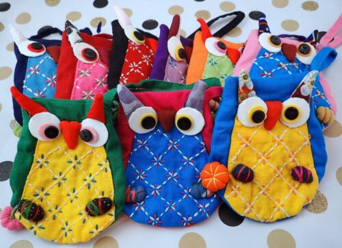 Cute Owl Handicraft Cloth Zero Purse zipper wallet small bags Woman Girl Gift - Afbeelding 1 van 28