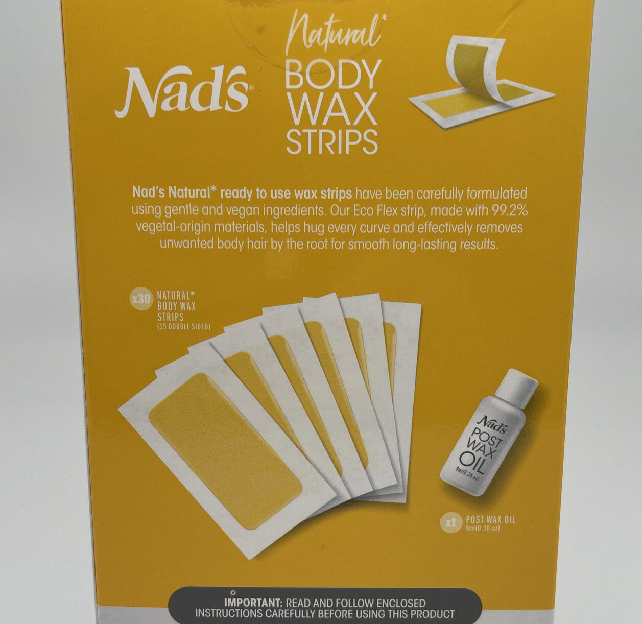 Nad's Wax Strips Natural All Skin Types Wax Hair Removal Women Vegan 30