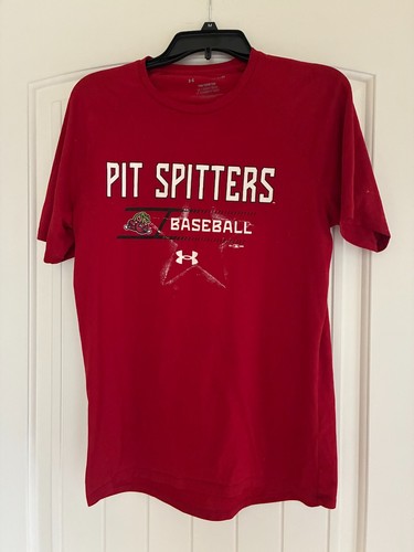 Preowned Under Armour Men's Size S Red Pit Spitter Baseball T-Shirt - 第 1/2 張圖片