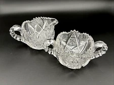 Antique ABP American Cut Glass Cut Creamer & Sugar Bowl Set - Fredericka?
